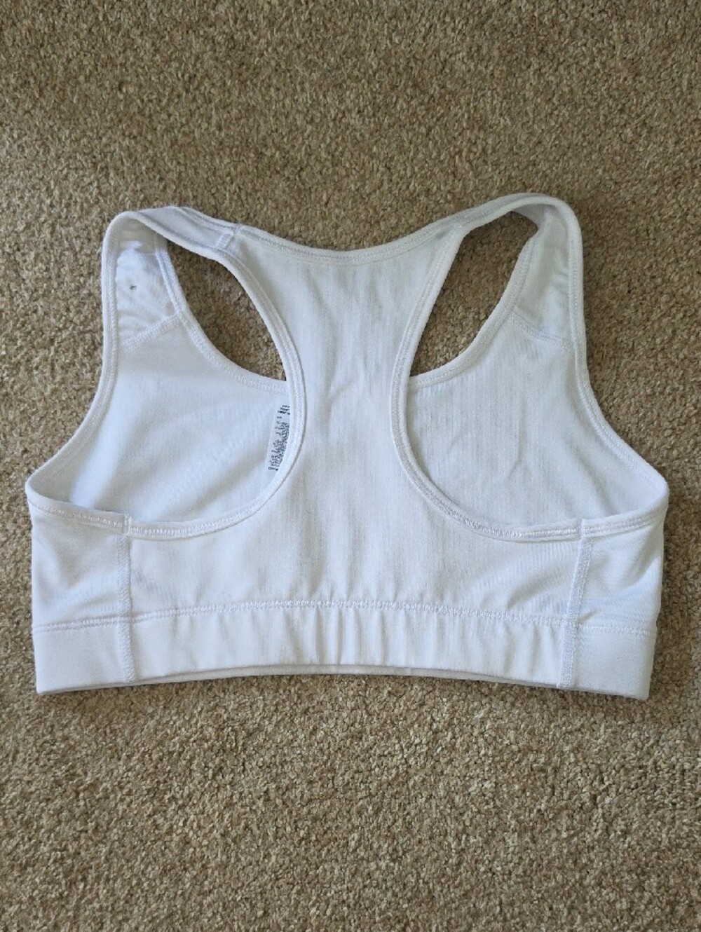 Nike White Racerback Dri-FIT Sports Bra with Black Swoosh - Picture 2 of 2